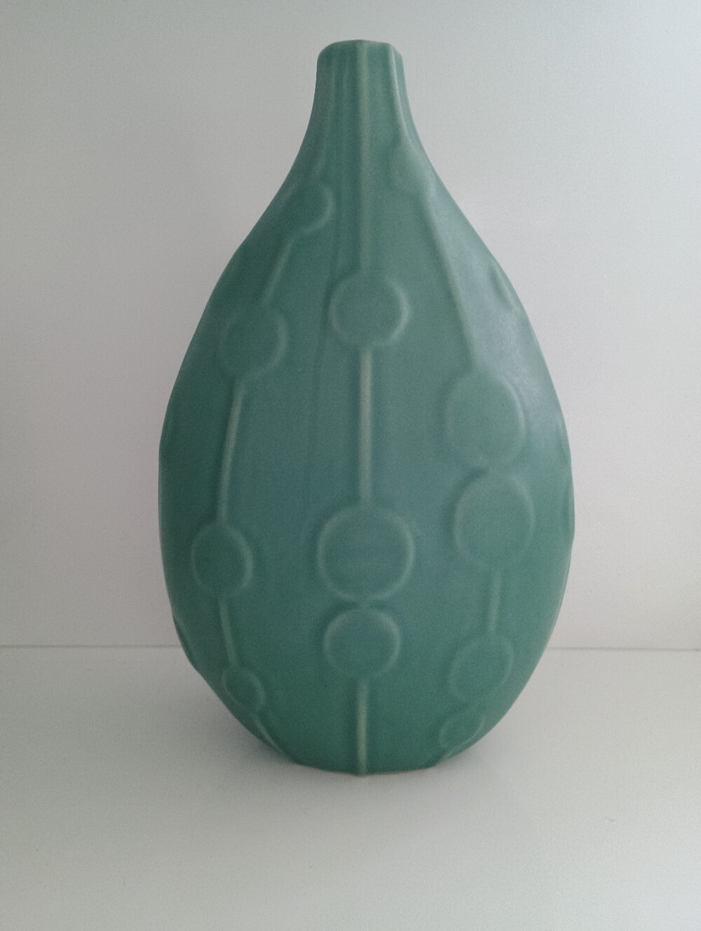 Jonathan Adler Green Stoneware Abacus Vase, Relief Collection
